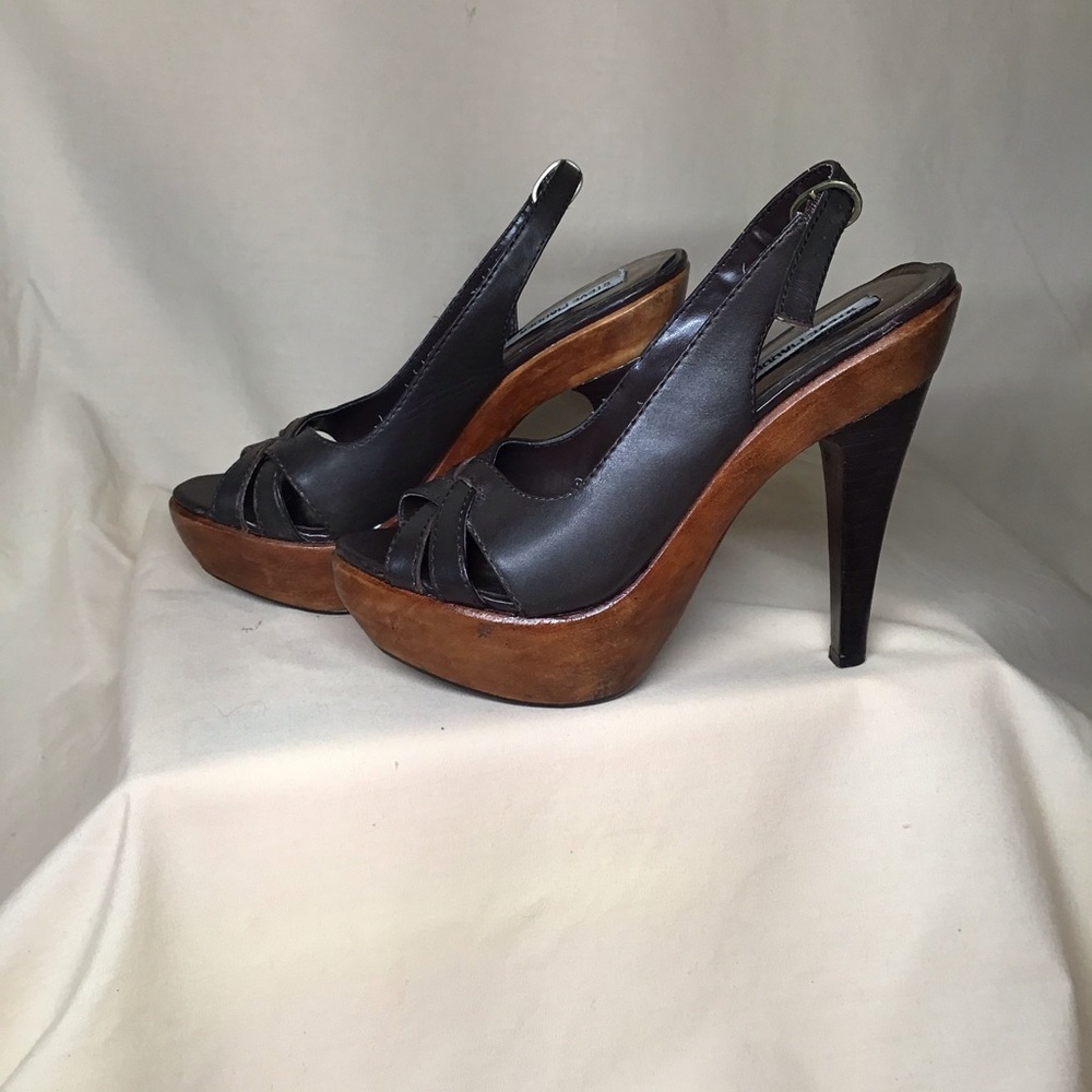 Steve Madden wood platform slingback heels size 7 - Picture 3 of 6